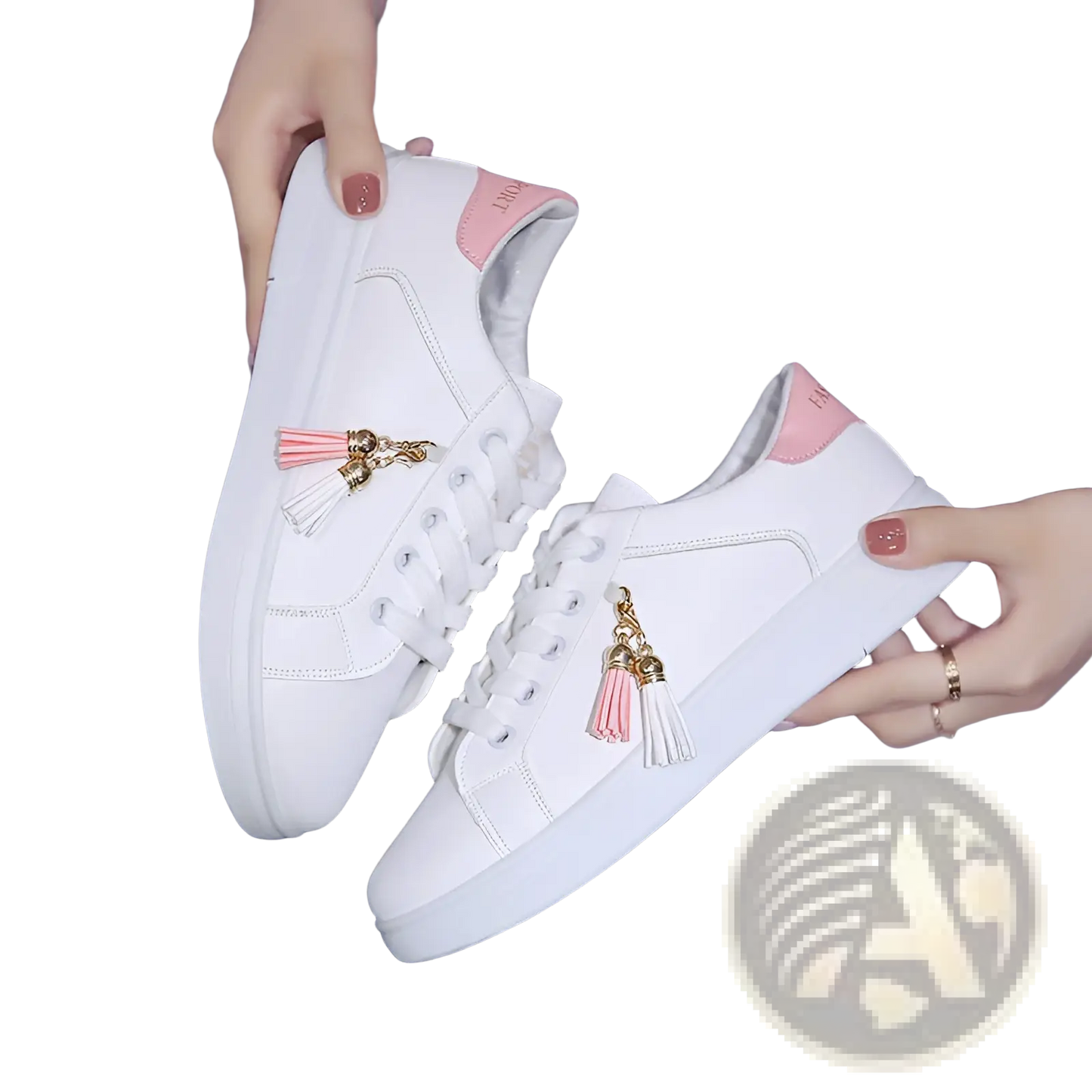 White Leather Tassel Sneakers Breathable Sports Shoes