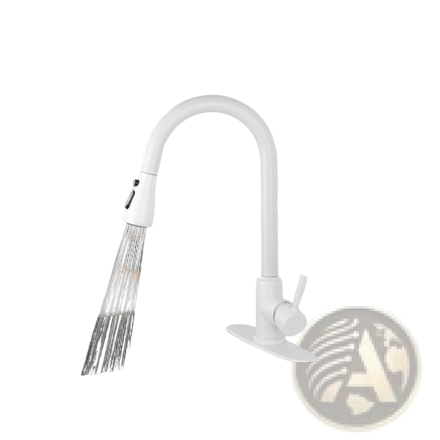 White Matte Kitchen Faucet with Pull Down Sprayer