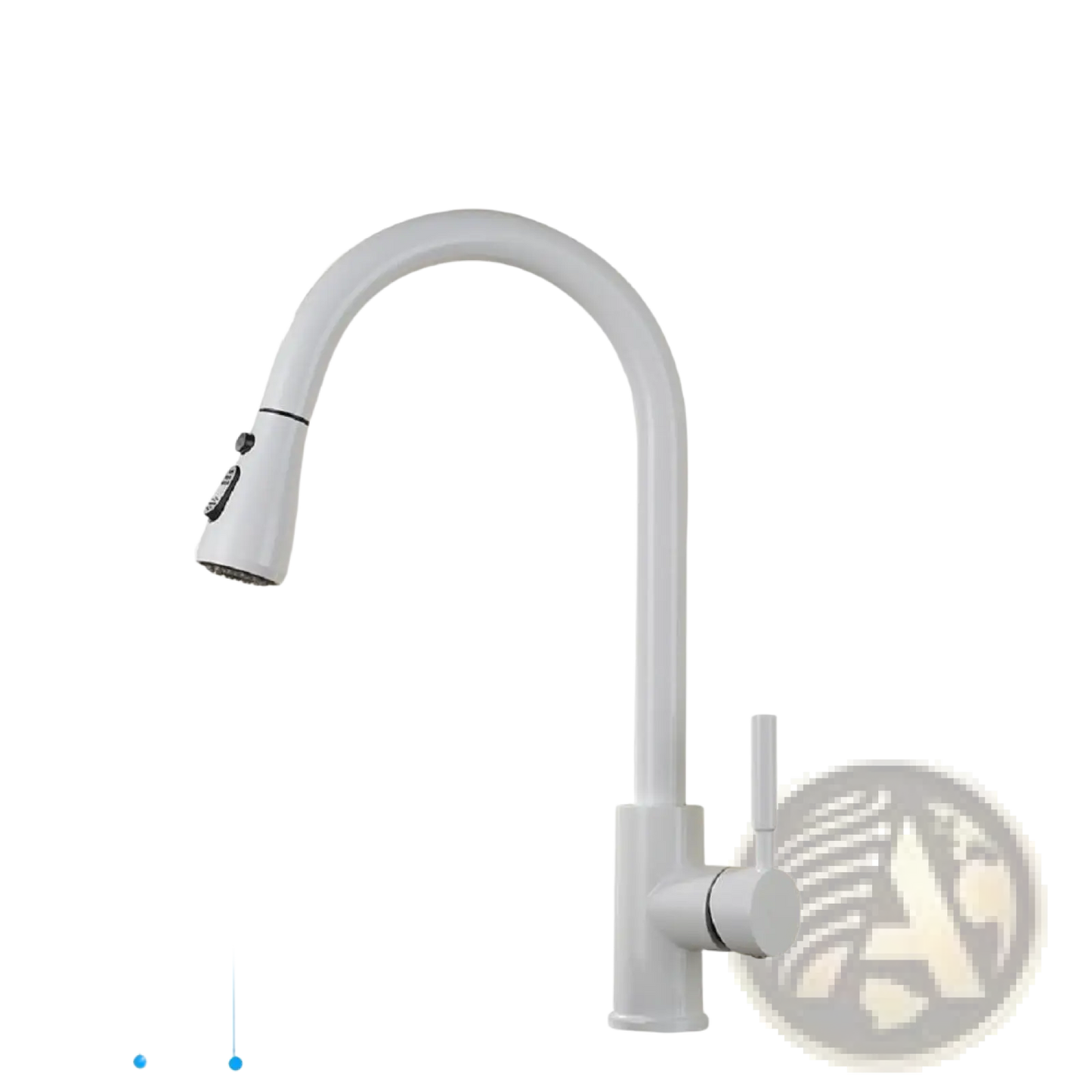 White Matte Kitchen Faucet with Pull Down Sprayer