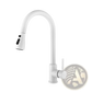 White Matte Kitchen Faucet with Pull Down Sprayer