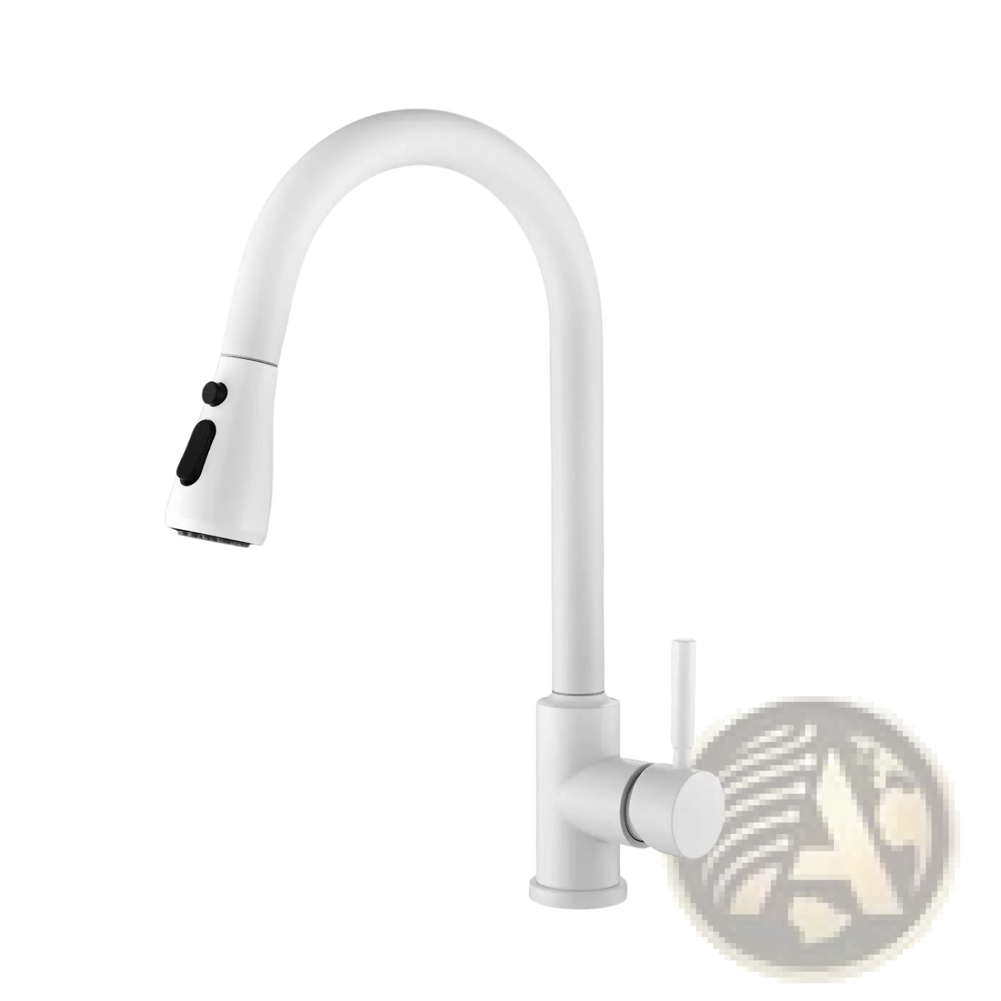 White Matte Kitchen Faucet with Pull Down Sprayer