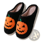 White Plush Jack-o-lantern Embroidered Halloween Slippers