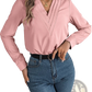 White Satin v Neck Wrap Blouse with Black Trim