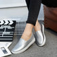 Women's Minimalist Korean Style Leather Slip-on Sneakers