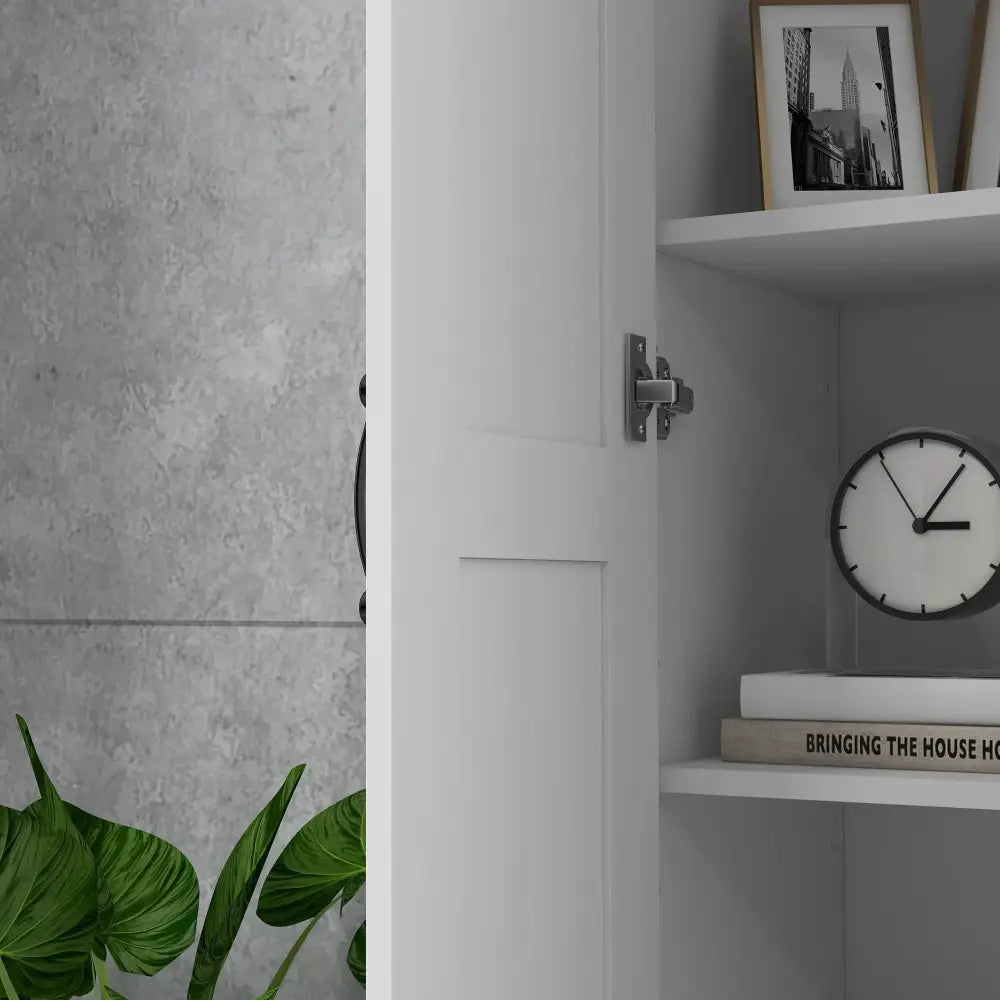 Modern Tall White Kitchen Pantry Cabinet with Adjustable Shelves