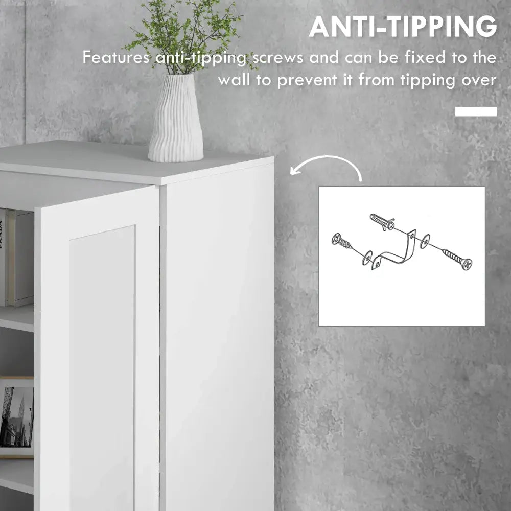 Modern Tall White Kitchen Pantry Cabinet with Adjustable Shelves
