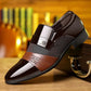 Men's Wine Red Patchwork Leather Buckle Dress Shoes