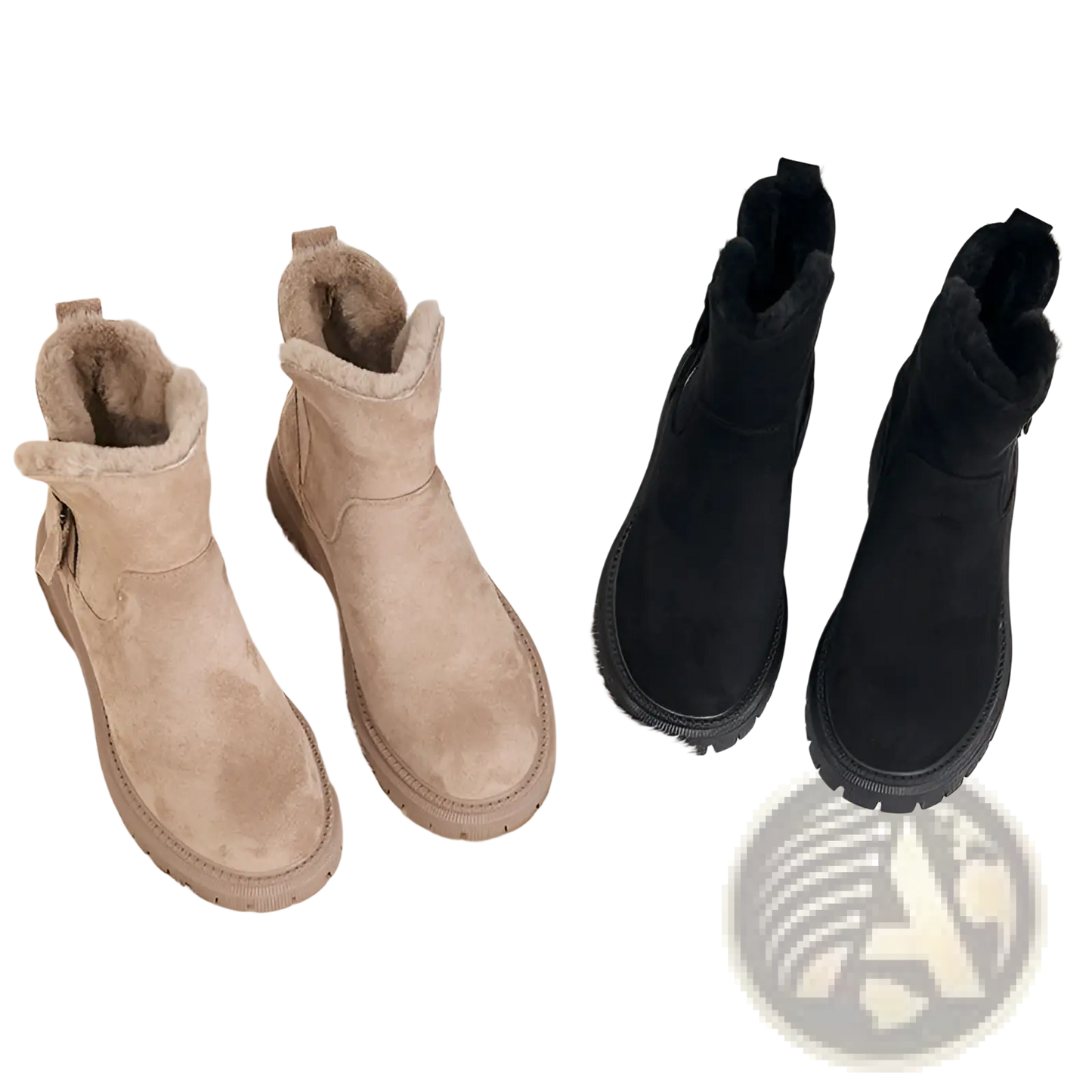 Winter Boots Women's Beige Suede Shearling Shoes