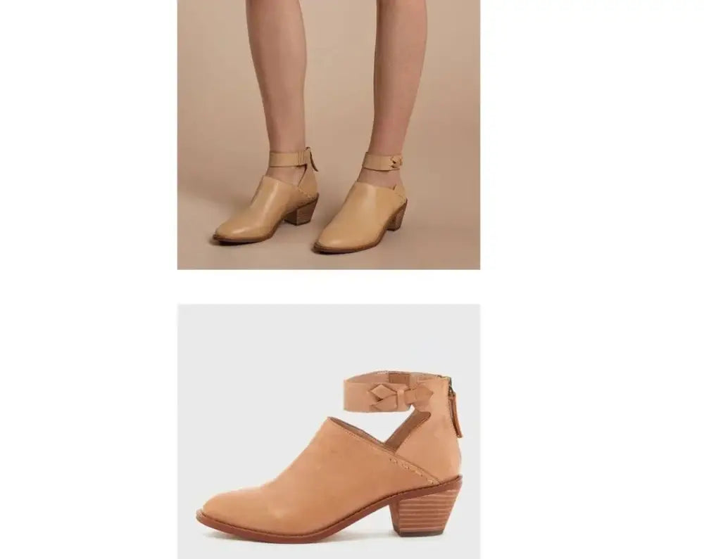 Women's Cut-out Leather Buckle Ankle Boots