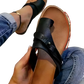 Women Leather Thong Sandals Casual Flat Platform Slides