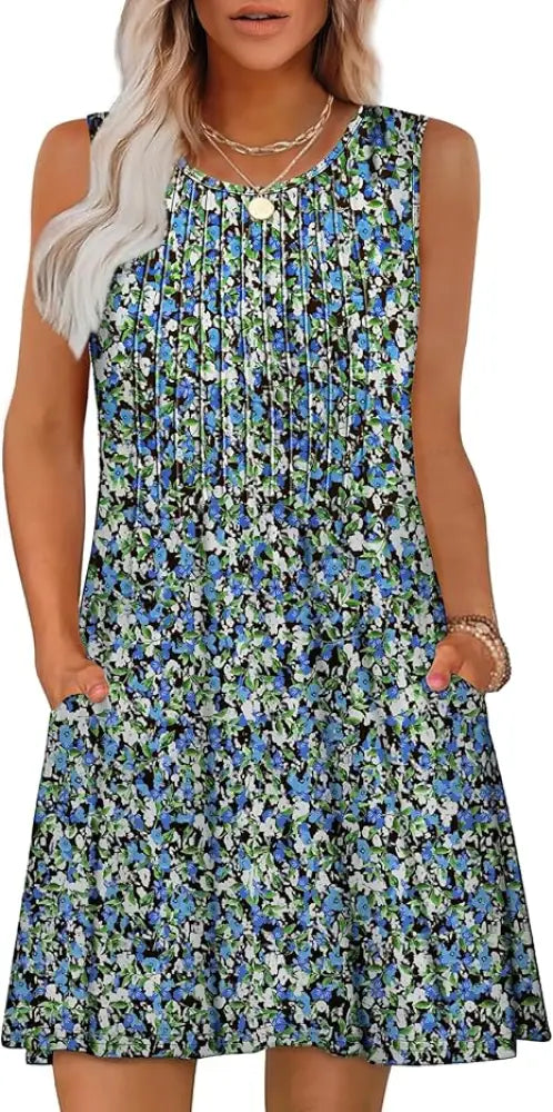 Women's Loose Geometric and Tropical Summer Beach Dress