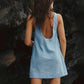 Backless Linen Mini Summer Dress