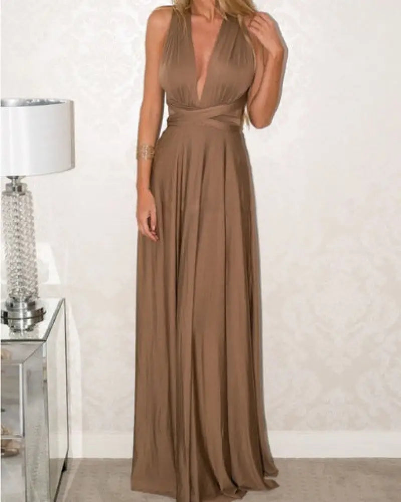 Multiway Satin Halter Neck Maxi Party Dress