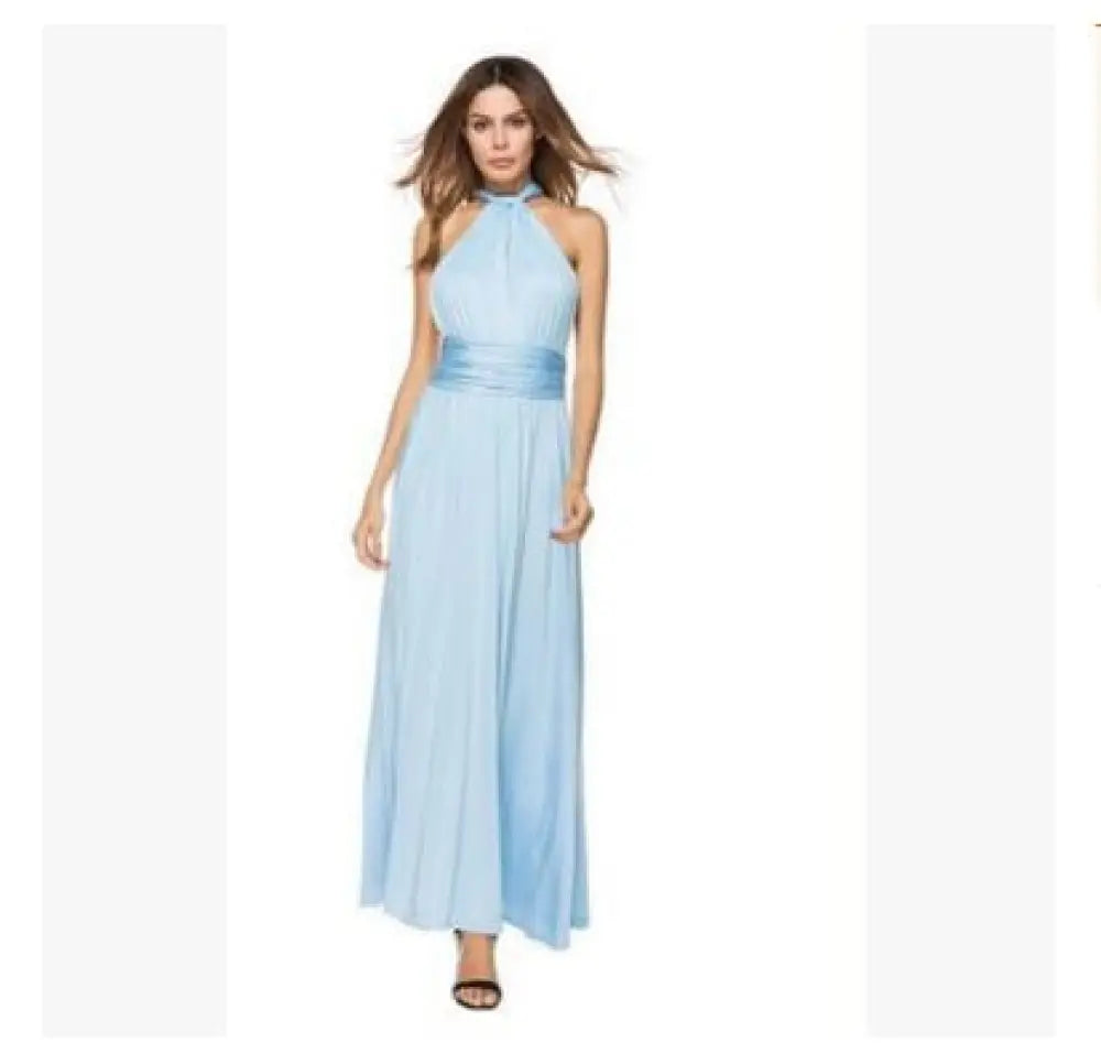 Multiway Satin Halter Neck Maxi Party Dress