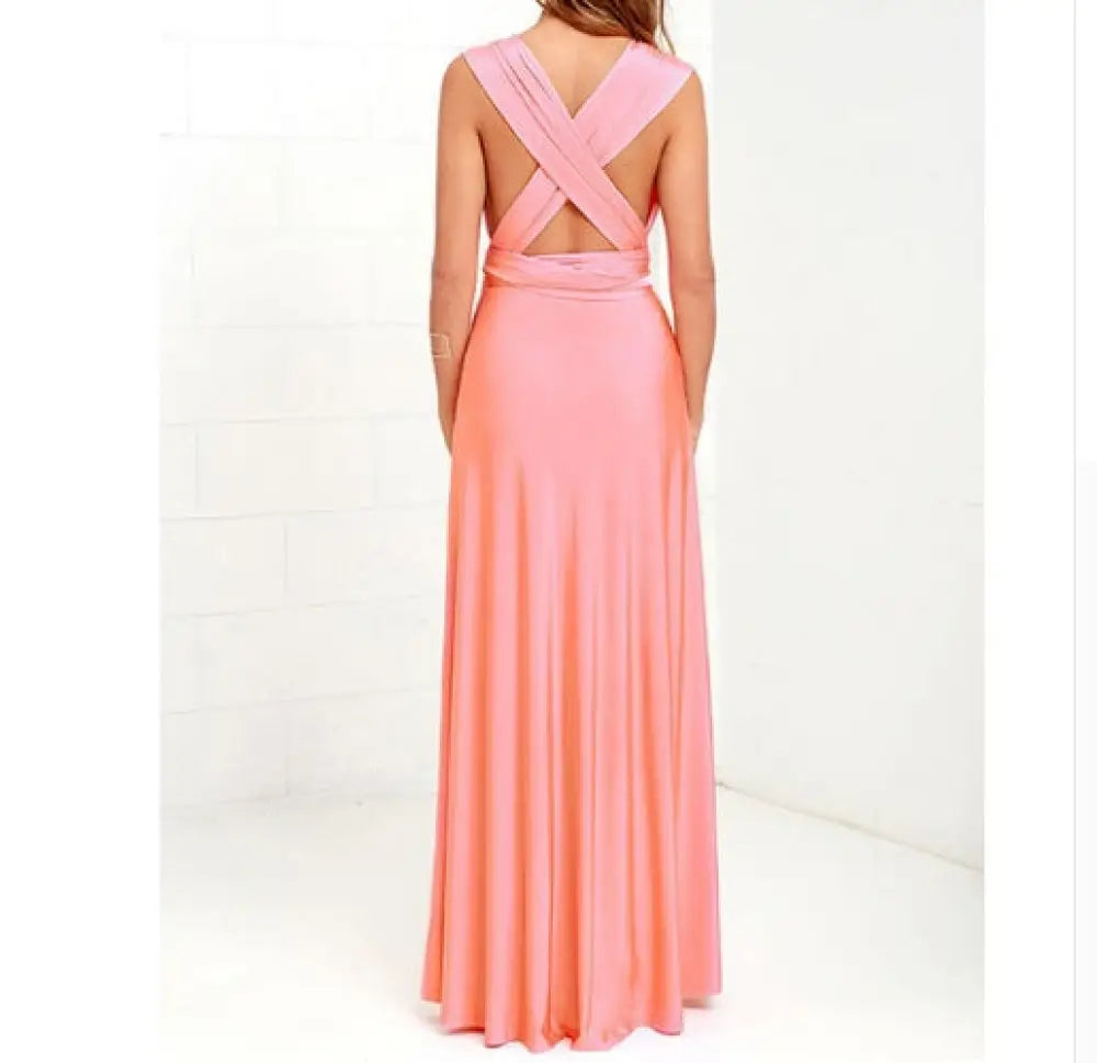 Multiway Satin Halter Neck Maxi Party Dress