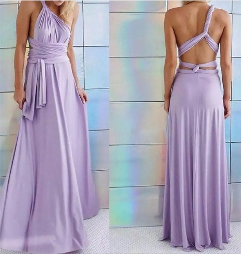 Multiway Satin Halter Neck Maxi Party Dress