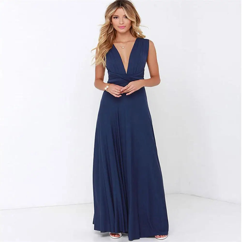 Multiway Satin Halter Neck Maxi Party Dress