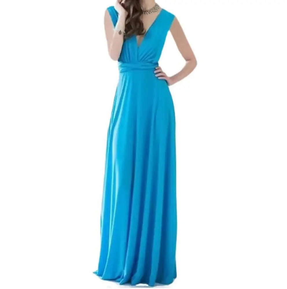 Multiway Satin Halter Neck Maxi Party Dress