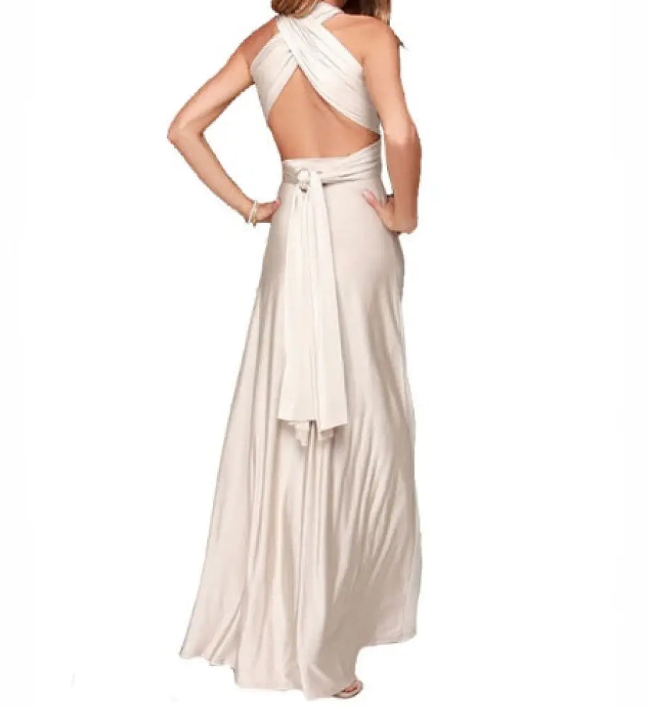 Multiway Satin Halter Neck Maxi Party Dress