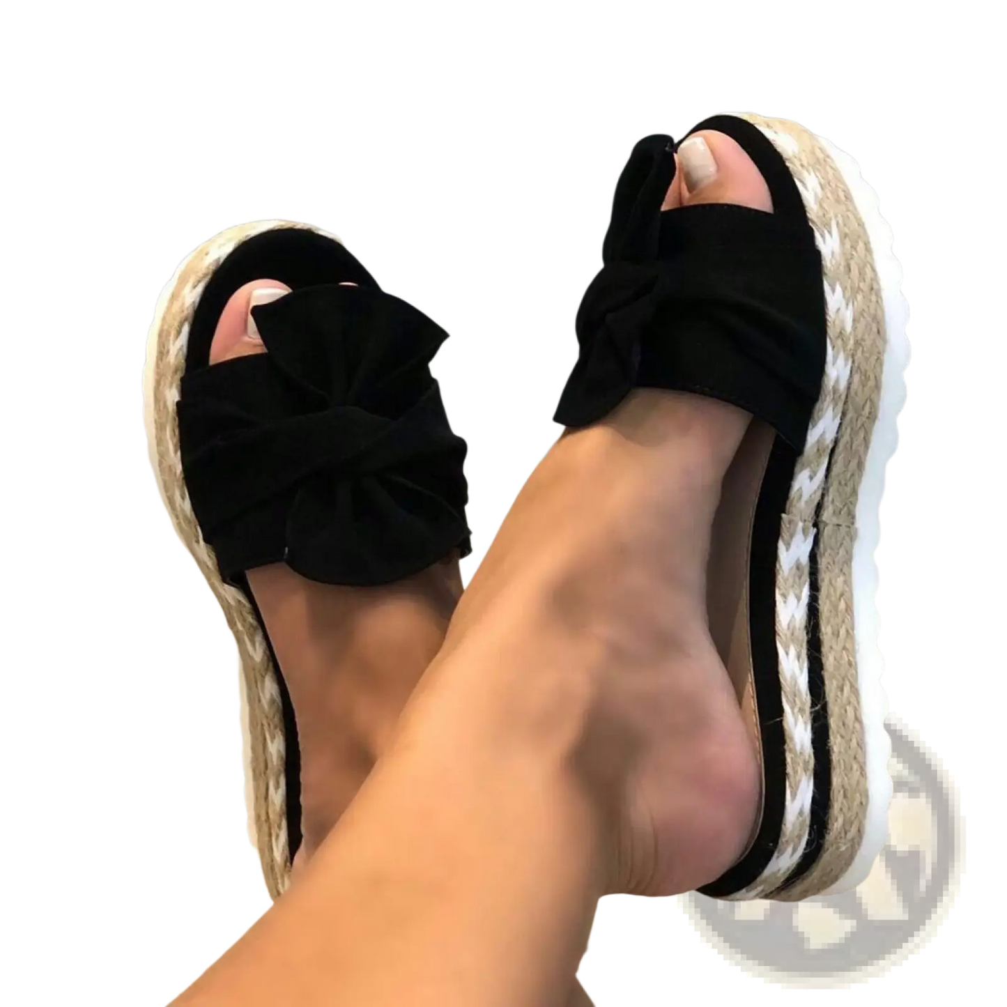 Women Platform Bow Espadrille Slide Sandals