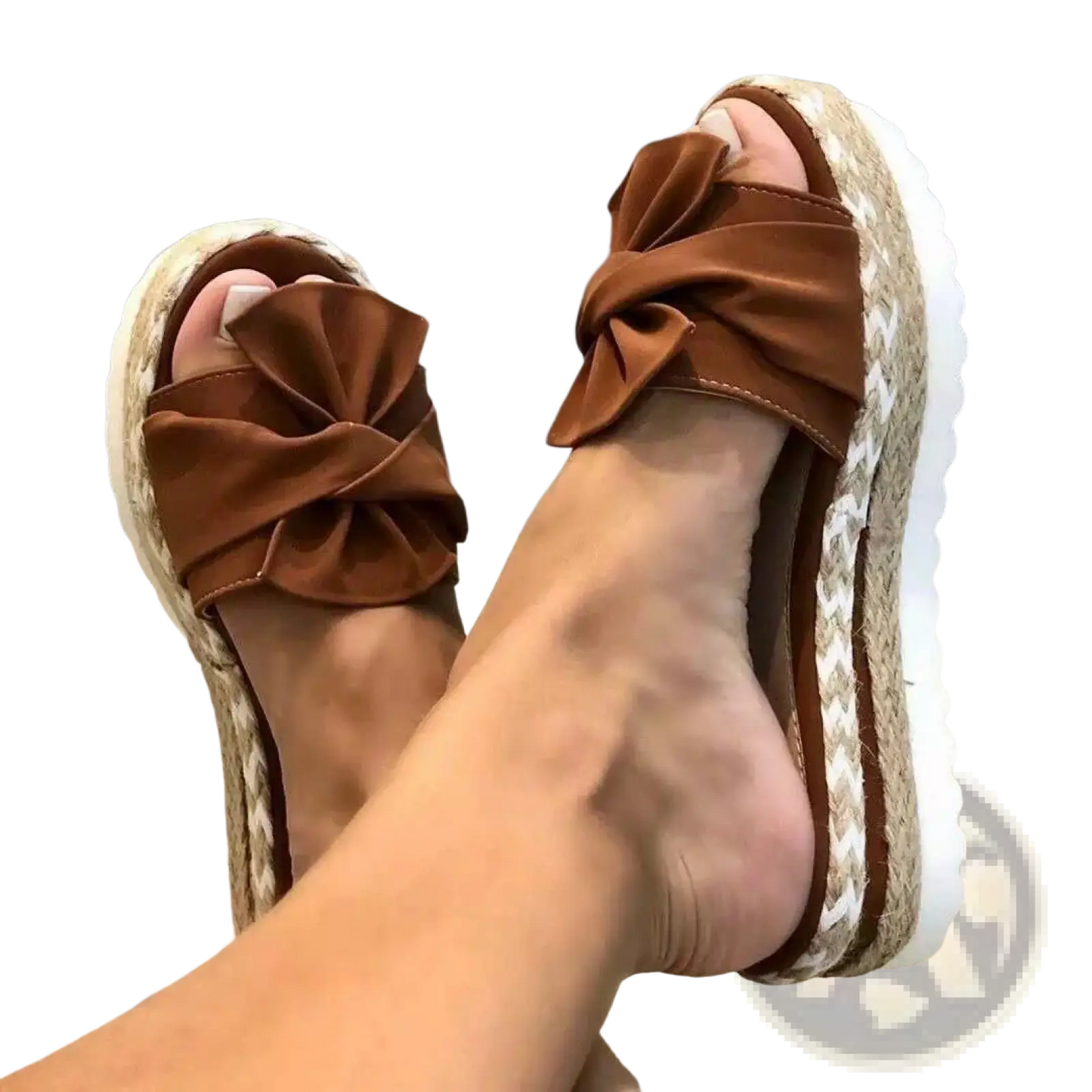 Women Platform Bow Espadrille Slide Sandals