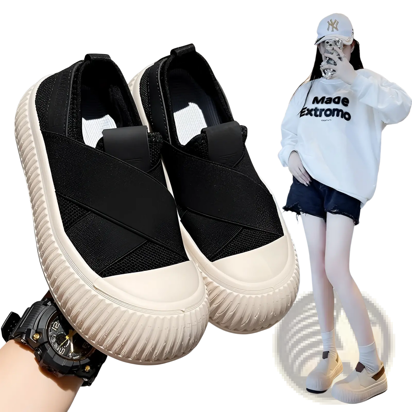 Women Retro Breathable Slip on Casual Sneakers