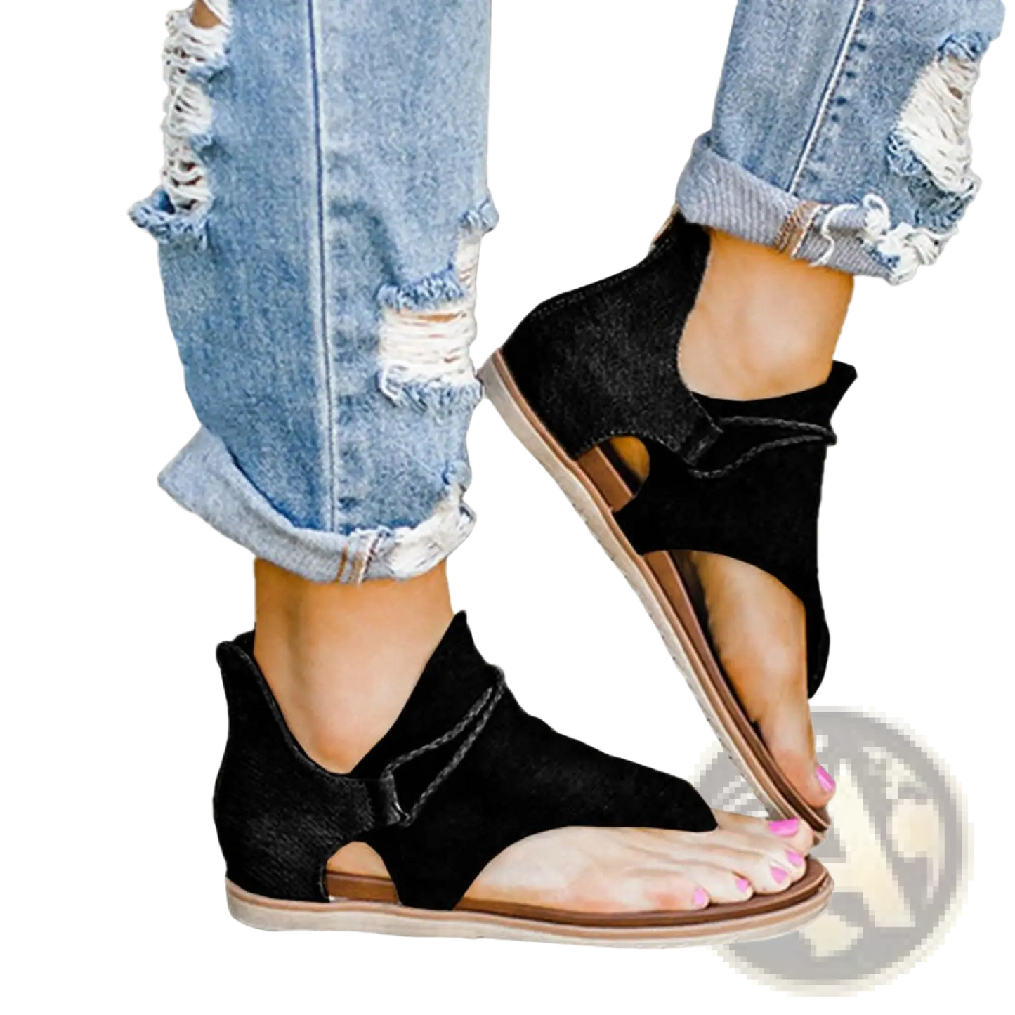 Women Sandals Animal Print Flat Thong Strappy Shoes