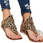 Women Sandals Animal Print Flat Thong Strappy Shoes