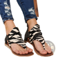 Women Sandals Animal Print Flat Thong Strappy Shoes