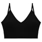 Seamless v Neck Ribbed Tube Top Bra with Adjustable Straps