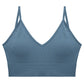 Seamless v Neck Ribbed Tube Top Bra with Adjustable Straps