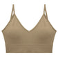 Seamless v Neck Ribbed Tube Top Bra with Adjustable Straps