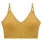 Seamless v Neck Ribbed Tube Top Bra with Adjustable Straps