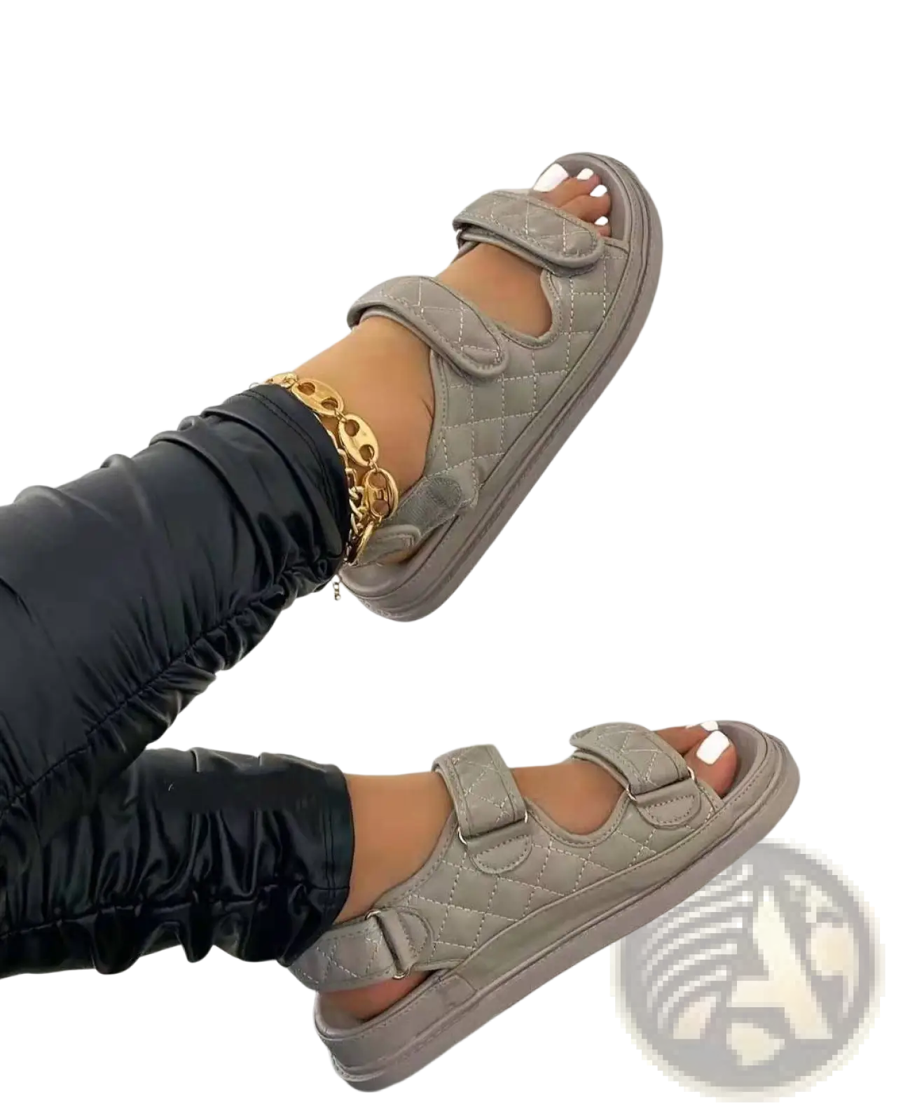 Women Velcro Quilted Platform Beach Sandals