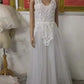 Sleeveless Lace and Tulle Floral Wedding Gown