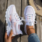 Women's Breathable Flyknit Mesh Lace-up Walking Sneakers