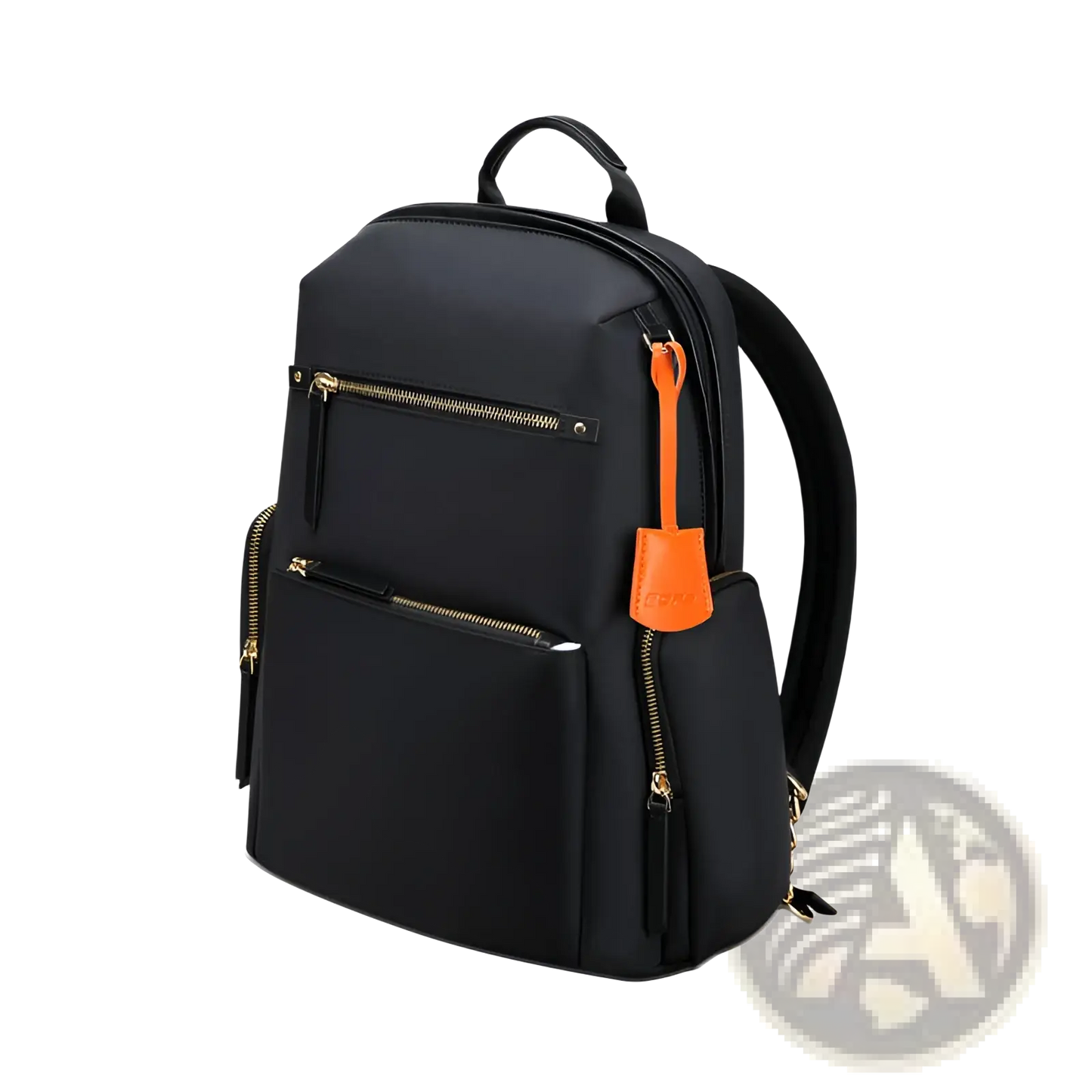 Women's Business Nylon Backpack with Gold Zippers