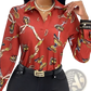 Women's Butterfly and Chain Print Long Sleeve Blouse
