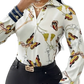 Women's Butterfly and Chain Print Long Sleeve Blouse