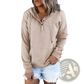 Women's Button Neck Drawstring Hooded Sweatshirt