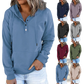 Women's Button Neck Drawstring Hooded Sweatshirt
