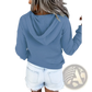 Women's Button Neck Drawstring Hooded Sweatshirt