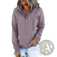 Women's Button Neck Drawstring Hooded Sweatshirt