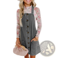 Women's Casual Loose Denim Overalls Dress with Floral Sleeves