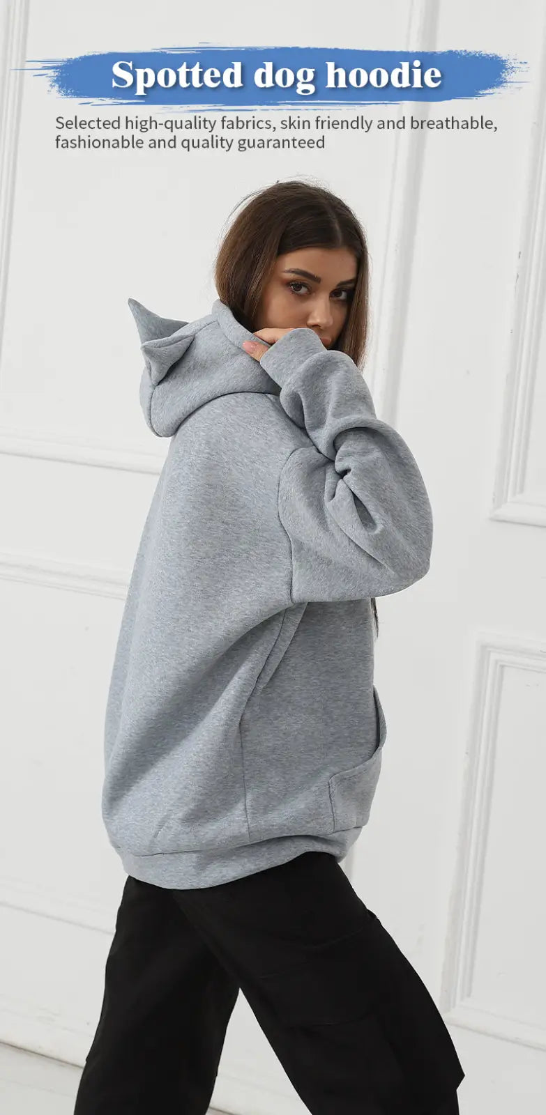 Women's Dalmatian Print Hoodie with Cat Ear Hood