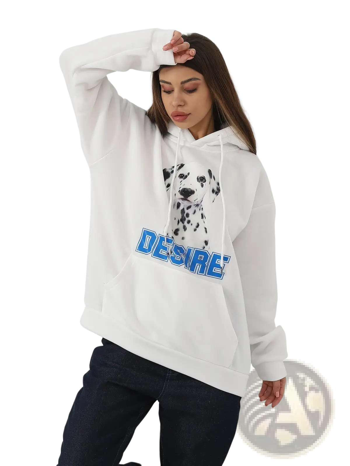 Women's Dalmatian Print Hoodie with Cat Ear Hood