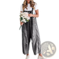 Women's Distressed Denim Overalls with Adjustable Straps
