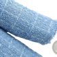 Women's Double Breasted Light Blue Textured Tweed Blazer