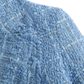 Women's Double Breasted Light Blue Textured Tweed Blazer