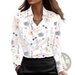Women's Elegant Cowl Neck Satin Long Sleeve Blouse